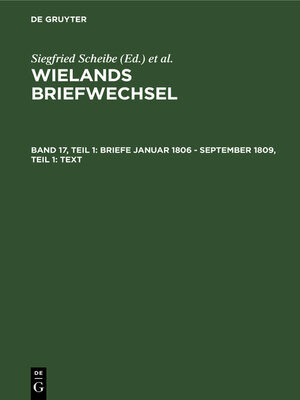 cover image of Briefe Januar 1806--September 1809, Teil 1